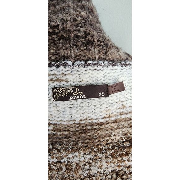 Prana Brown & White Wool Blend Cardigan Sweater Size XS - Picture 6 of 6